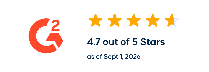 G2 4.7 out of 5 stars rating as of September 1, 2026