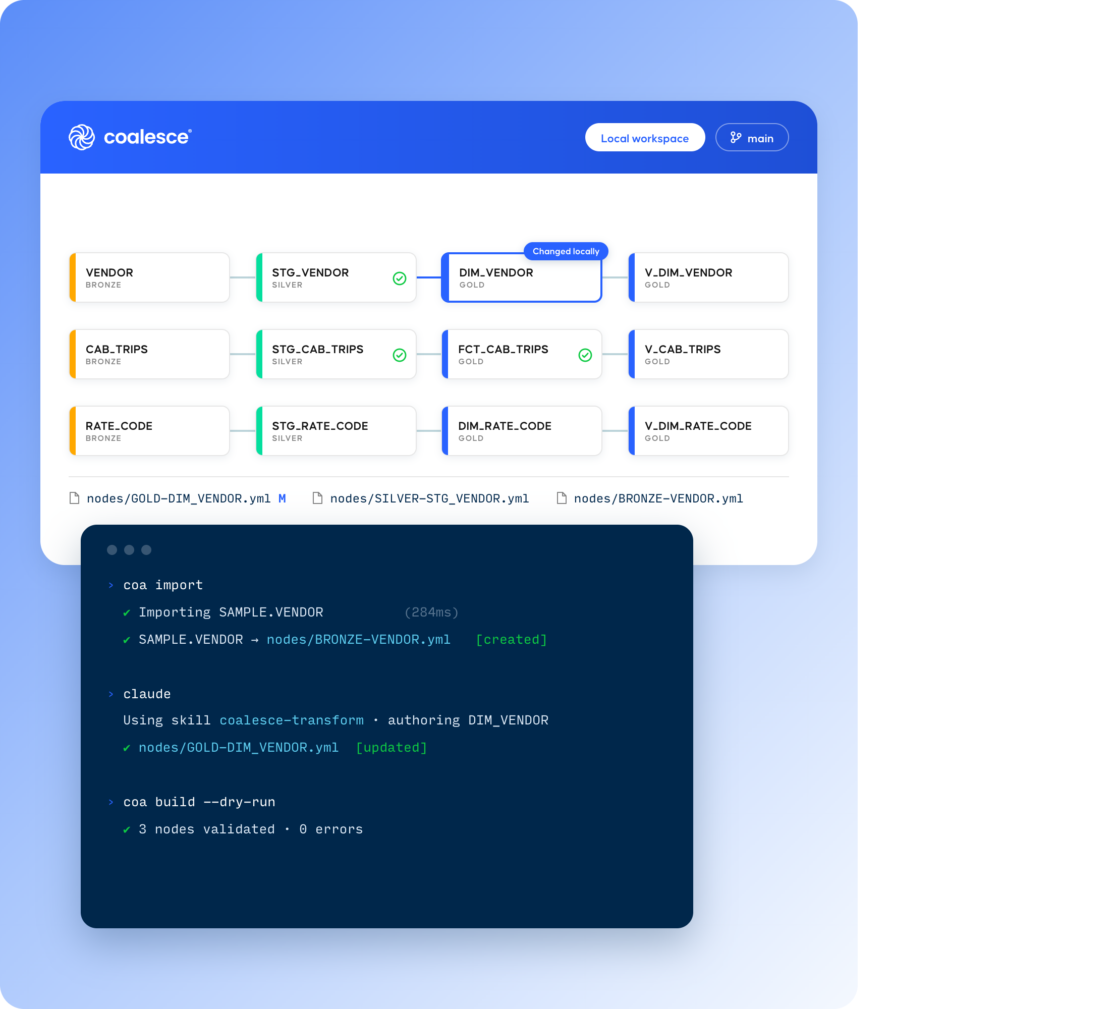 coalesce local development UI desktop app and CLI interface window